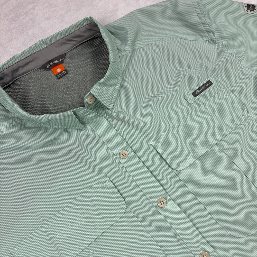 Eddie Bauer Shirt Womens 2XL Green Short Sleeve Button Front Fishing Hiking